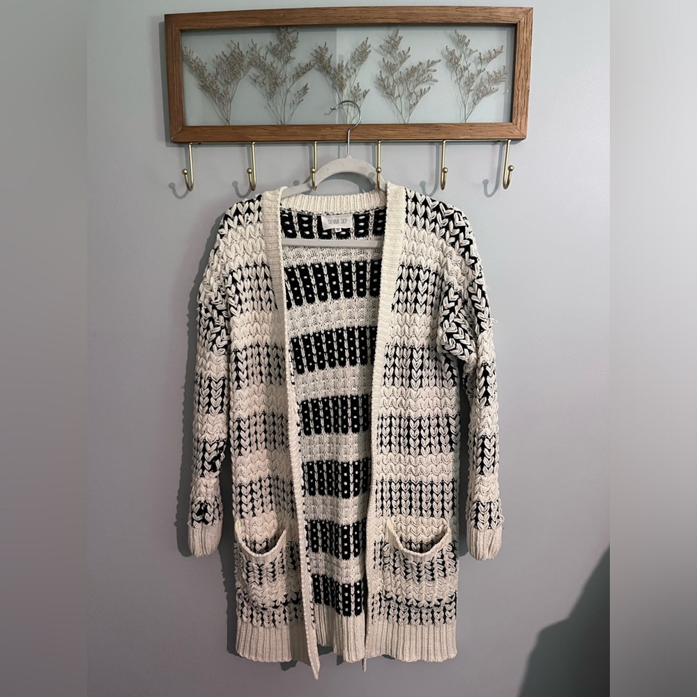 Sienna Sky Cardigan B&W Sweater.